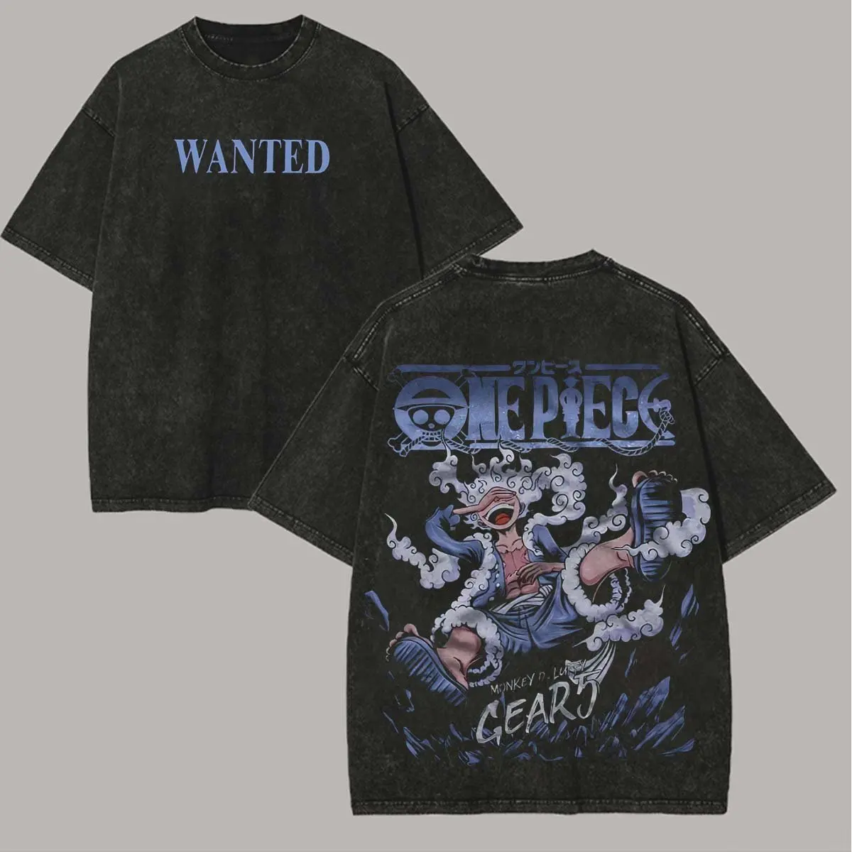 2026 Neues One Piece Grafik-T-Shirt für Herren und Damen aus Baumwolle im Vintage-Washed-Look mit Retro-Print für Streetwear und Sport-Fitness