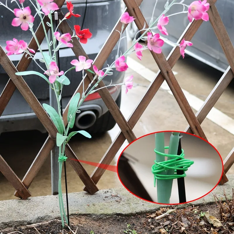 20/100M Garden Strapping Wire Flexible Binding Plant Iron Bundle Wire Flower Climbing Support Cable String Bamboo Cane Wrap Tool