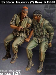 Kit de modelo de figura de resina a escala 1/35, guerra de Vietnam, infantería de EE. UU. mech, 2 personas, Diorama, modelo de diseño sin pintar, juguete Diy sin montar