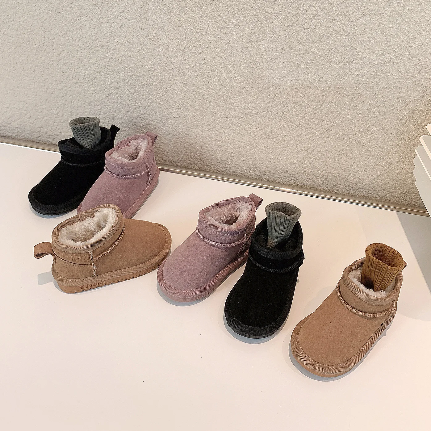 เด็กฤดูหนาว Matt Suede Snow BOOTS ชาย Anti-SLIP ฤดูหนาวรองเท้าสาว Retro Low-Top Princess รองเท้าเด็ก WARM Soft Booties