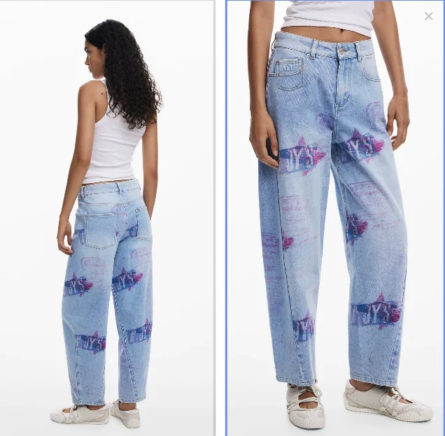 

Original export order - New Spanish-style printed distressed stretch denim pants