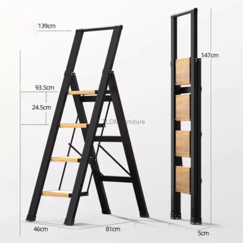 Multifunctional Aluminum Alloy Ladders Folding 2/3/4 Step Stools Herringbone Ladder