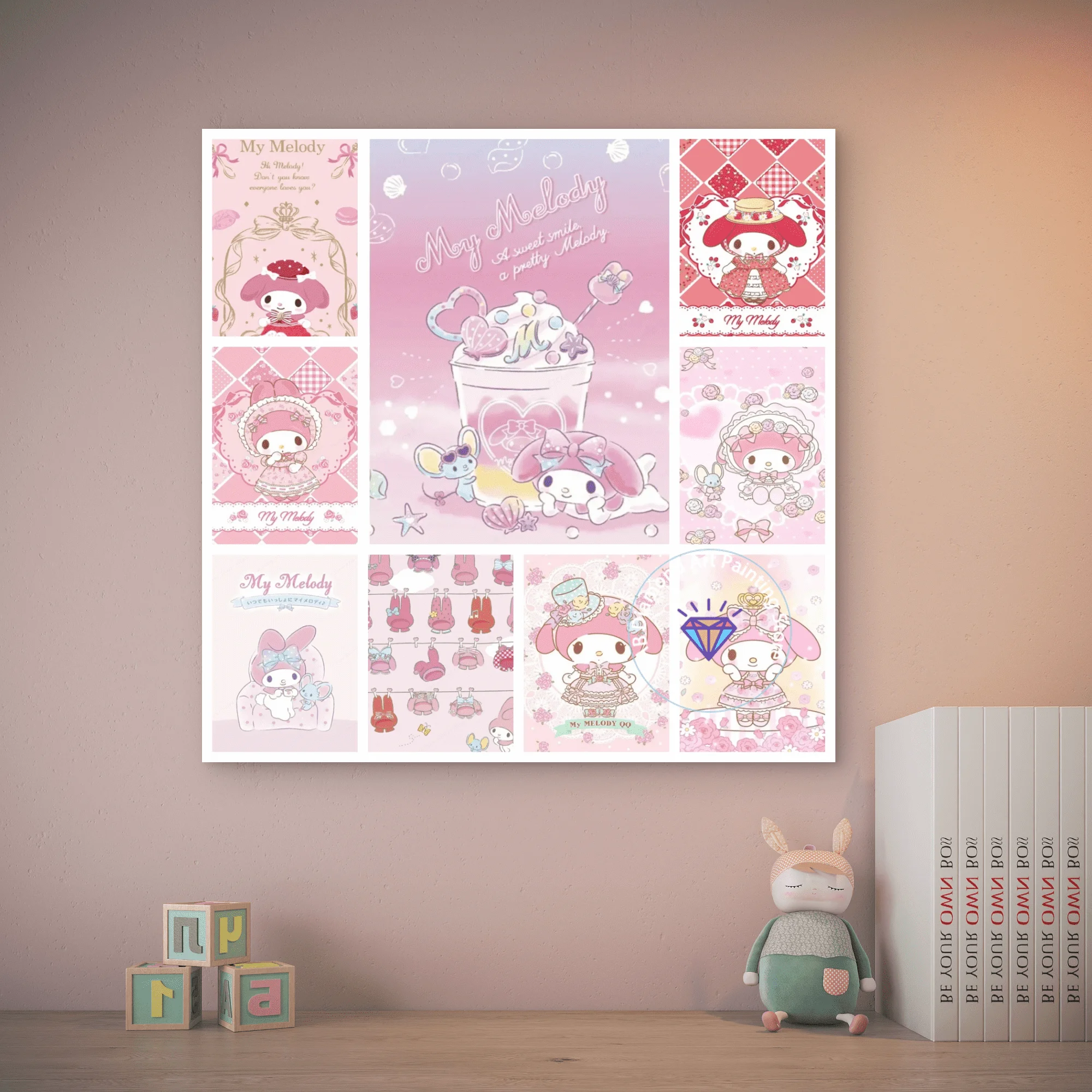 

Sanrio Kawaii My Melody AB Diamond Painting Kit 5D DIY Diamond Embroidery Cross Embroidery Handmade Art Gift Home Decoration
