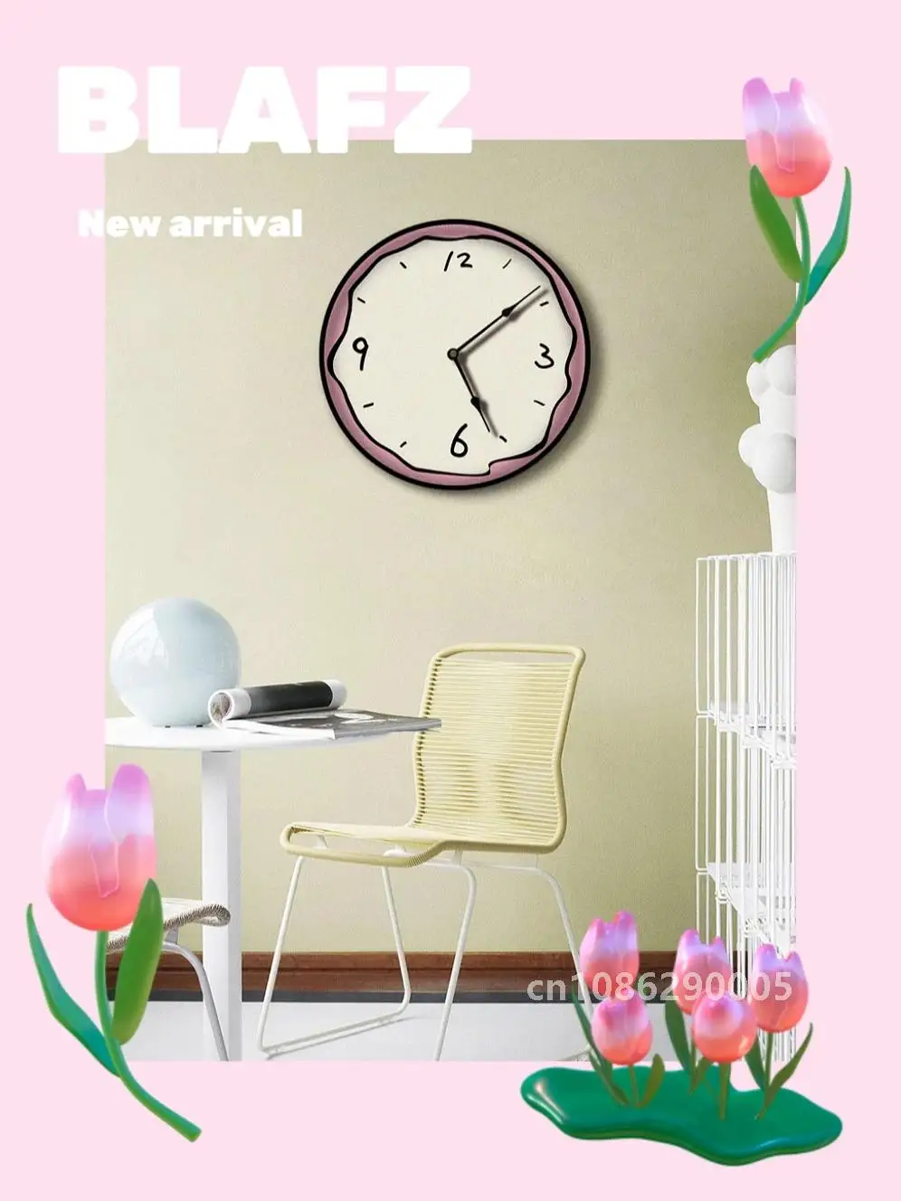 Home fashion wall clock Korean graffiti cartoon art mute clock table painting block meter box wall clock