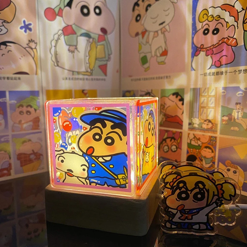 

New Bandai Kawaii Anime Crayon Shin-Chan Acrylic Night Lamp Cute Sweet Cartoon Diy Tabletop Decoration Lovely Gifts for Kids