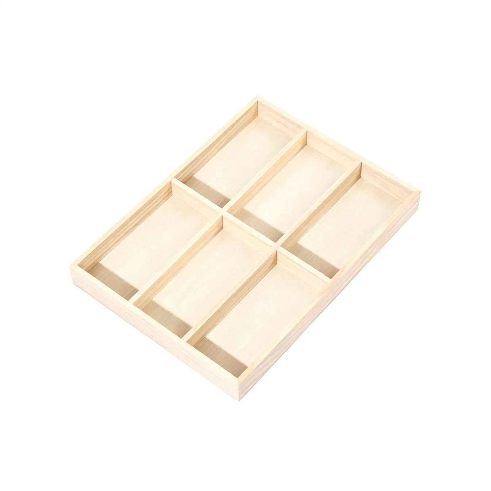 Multi-Compartment Eyewear Tray Wood Construction Eyeglass Display Organizer Minimalist Design Multi-Compartment Glasses Holder