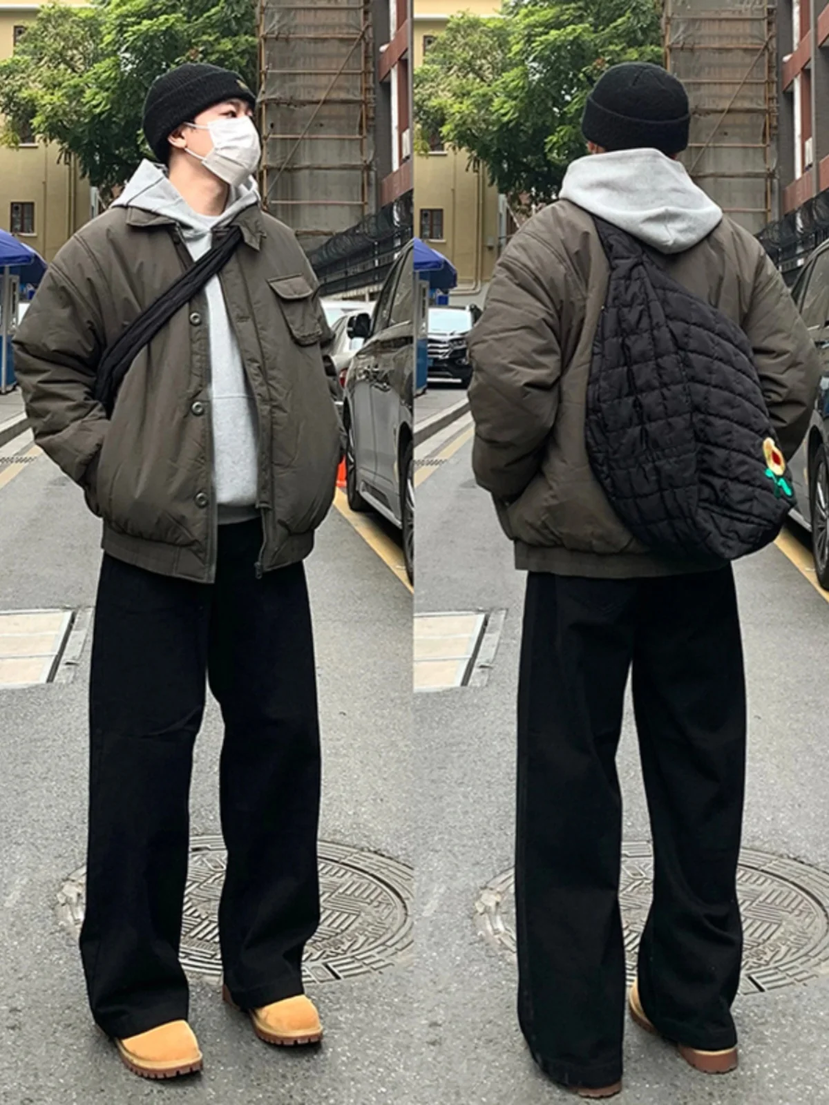 

American Vibe High Street Vintage Black Jeans Men Loose Straight Leg Drapey Wide Leg Casual Floor-Length Pants