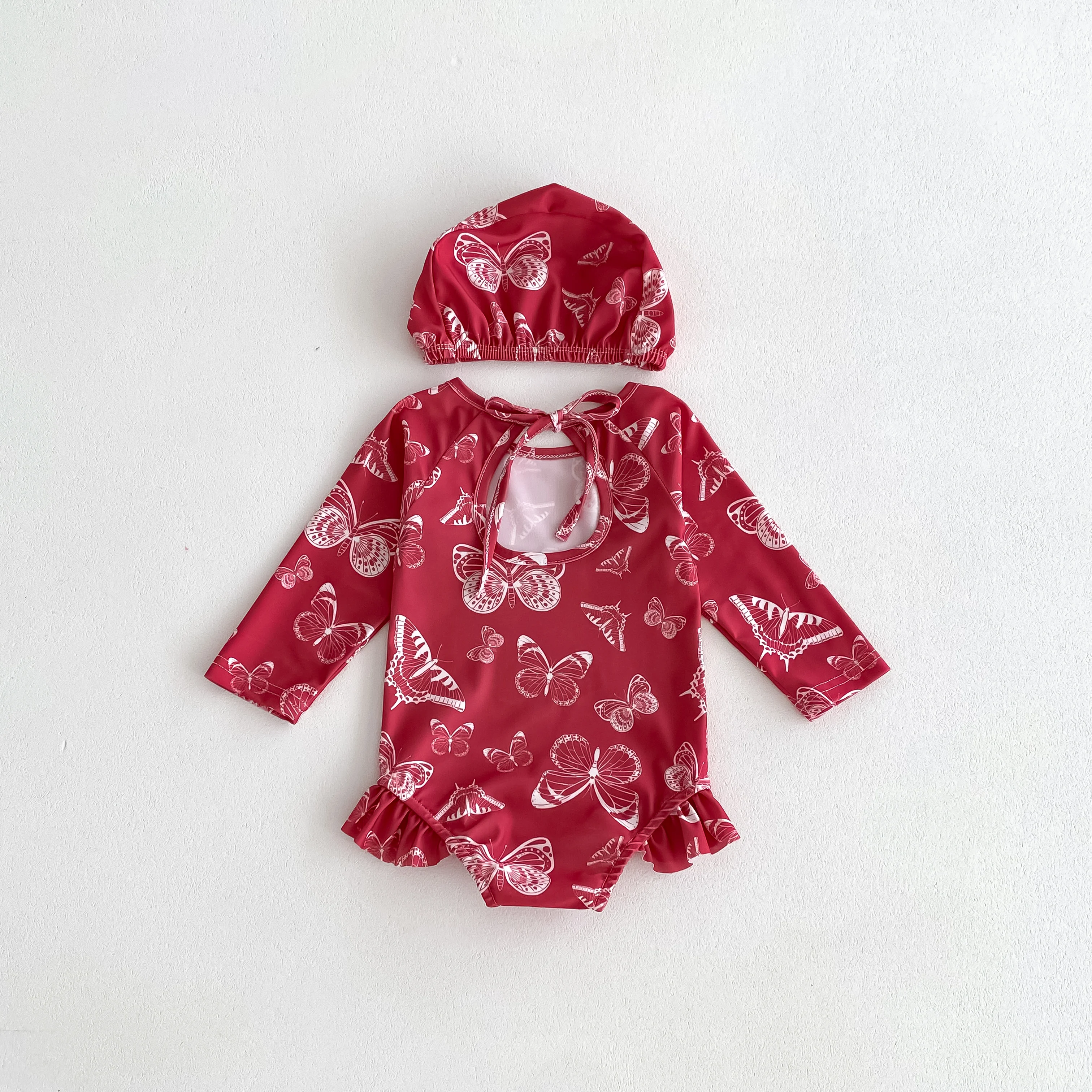 Korean Style Baby Girls' Halter Printed One-Piece Swimsuit for Newborns, Quick-Drying and Fashionable