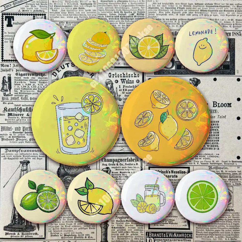 

Lemon Lemonade Summer Fruits Button Badge 2PC Sets for Bags & Clothes & Accessories Metal Pin Stylish Decoration