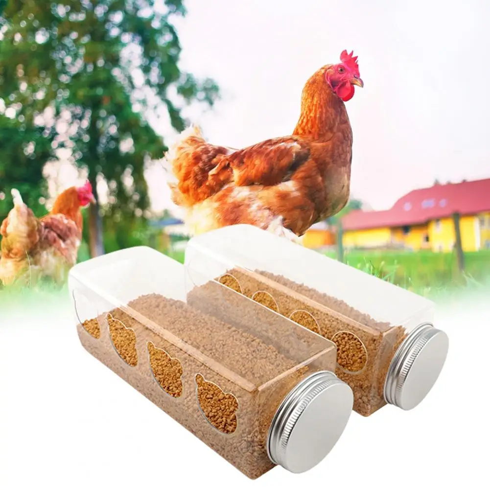 Useful Chicken Feed Dispenser Hollow Holes Feed Rain-Proof Poultry Grain Water Feed Dispenser