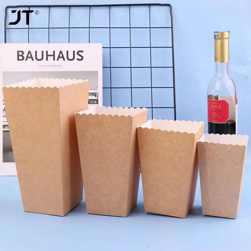 Caja de palomitas de maíz de papel Kraft de 10 piezas, bolsa de recuerdo de aperitivos de maíz Pop, decoración de fiesta, suministros de películas, caja de palomitas de maíz, accesorios de fiesta