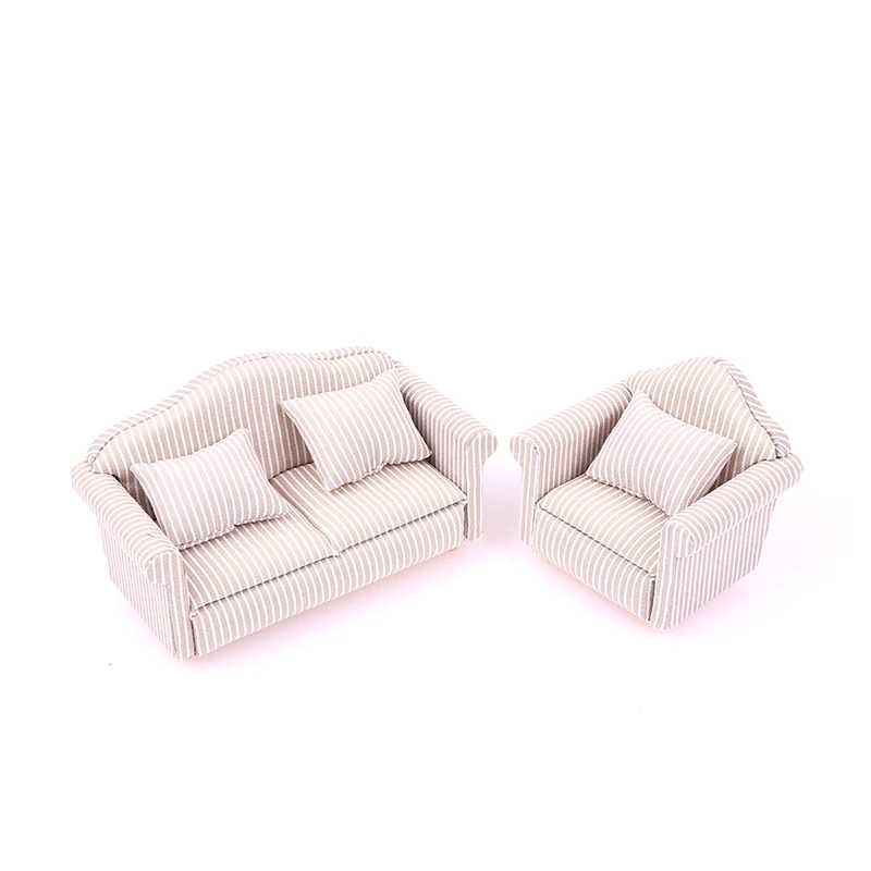 1:12 Mini Dollhouse Furniture Sofa Simulation Miniature Living Room Chairs Kids Pretend Play DIY Doll House Decor