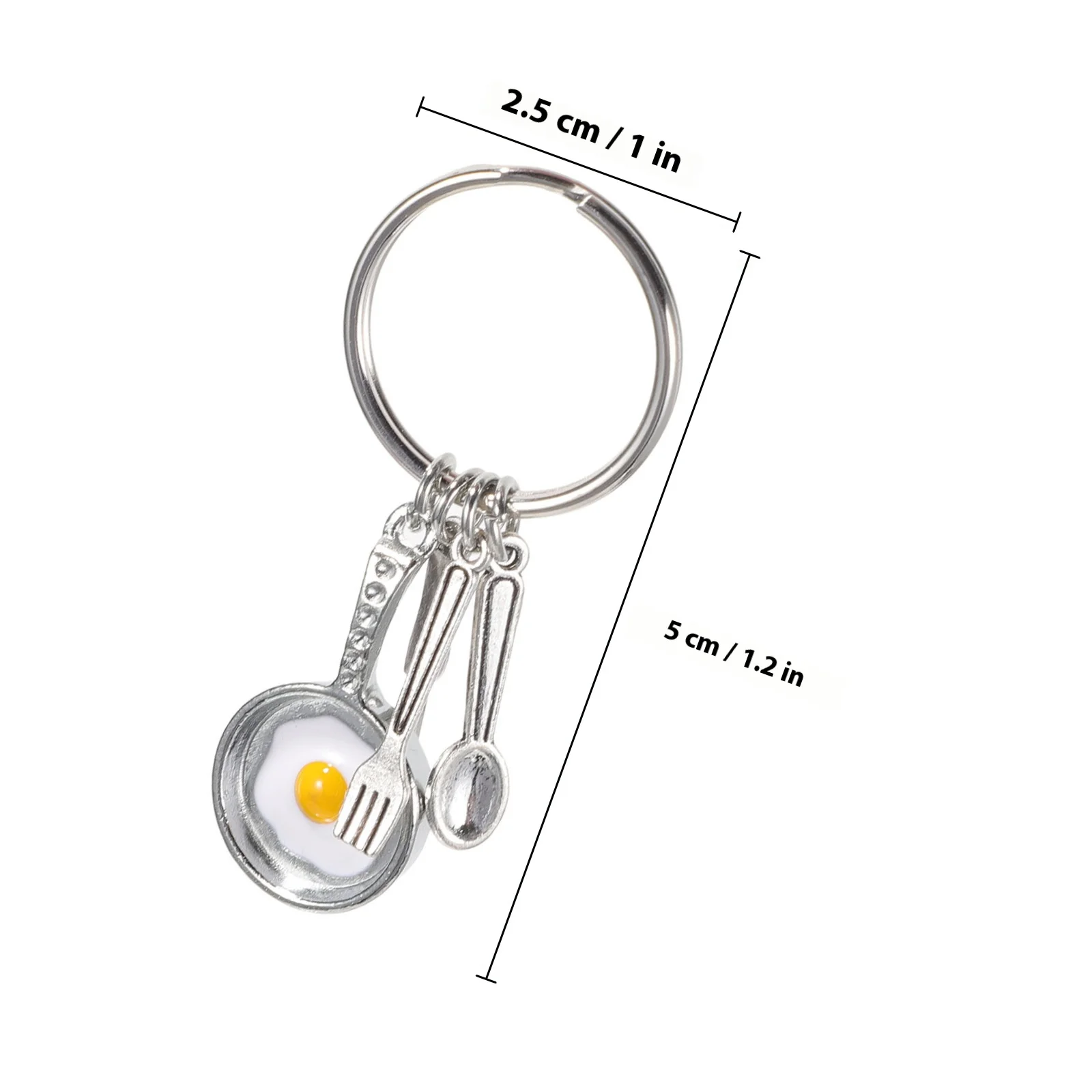 2 قطعة سطح أملس البيض المقلي أواني المفاتيح حقيبة الظهر قلادة ملحق عيد الشكر هدية سلسلة المفاتيح للنساء