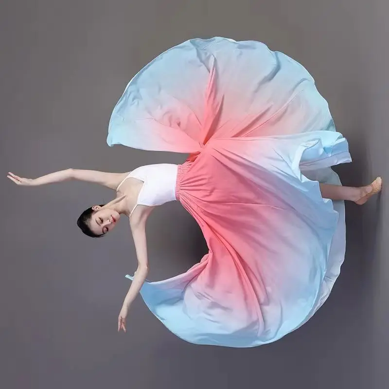 Spódnica szyfonowa z dużym zamachem 720 stopni, modna, w stylu narodowym, damska spódnica na wiosnę, lato, jesień i zimę, długa spódnica, odzież do tańca. ﻿