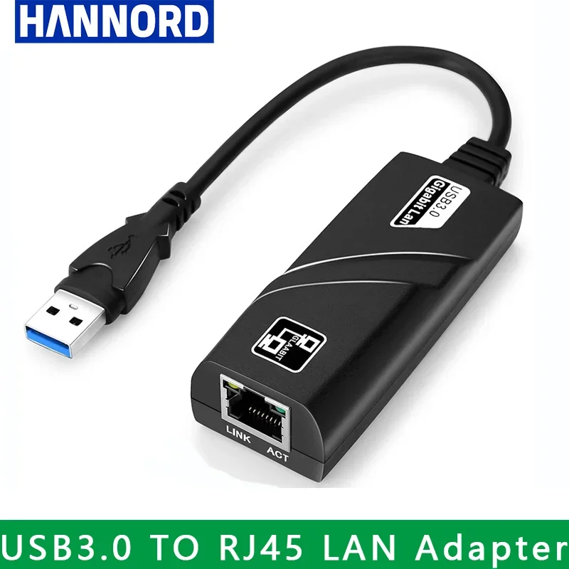 Hannord USB3.0 to RJ45 Type C Ethernet Adapter 100/1000Mbps Lan for Xiaomi Mi Box Nintendo Switch Network Card Laptop PC Windows