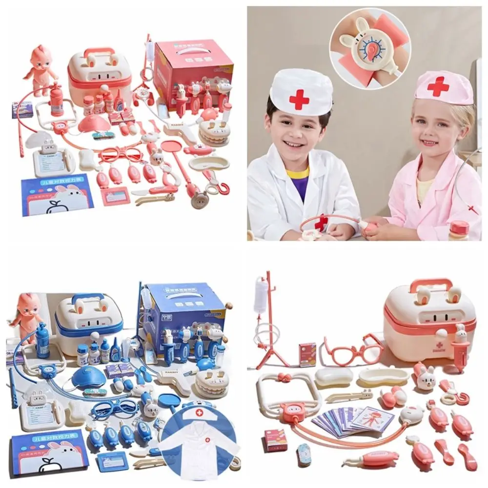 Simulation Dentist Box Doctor Pretend Role Play Kit Educational Game Pretent Play Toys Kid Stethoscope Doctor Set Blue/Pink