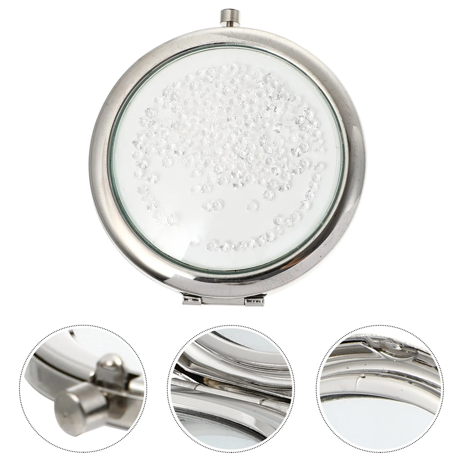 Espelho de maquiagem redondo dobrável dupla face de metal portátil viagem mini pequeno espelho de bolso dobrável acessório de maquiagem