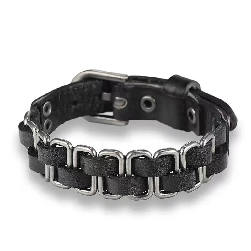 

bracelet leather men Hollow Bracelet Ethnic Bohemia Style Brown Color Leather Bracelet For Men Cool Boys Birthday Party Gift