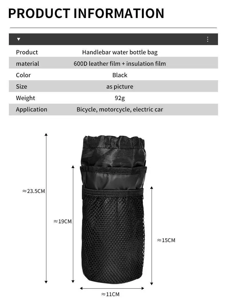 ESLNF Universelle regenfeste, isolierte Fahrrad-Wasserflaschentasche, Lenker-Flaschenhalter für MTB-Rennradfahren – Detail 7