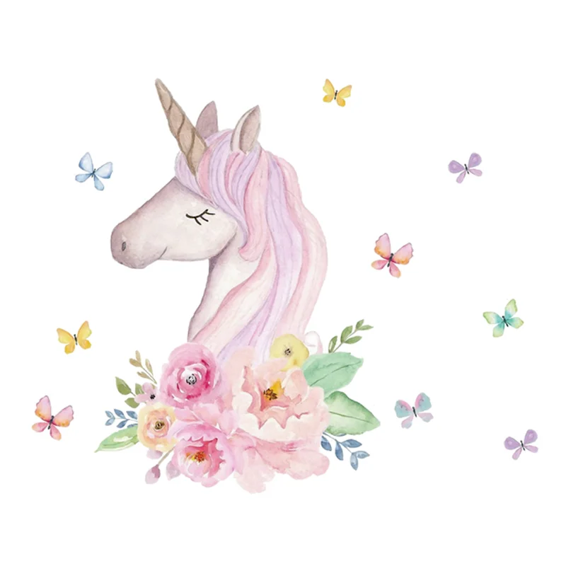 Cute Unicorn Wall Stickers Children's Room Kindergarten Room Living Room Sticker Decoration Self-adhesive Waterproof Antifouling