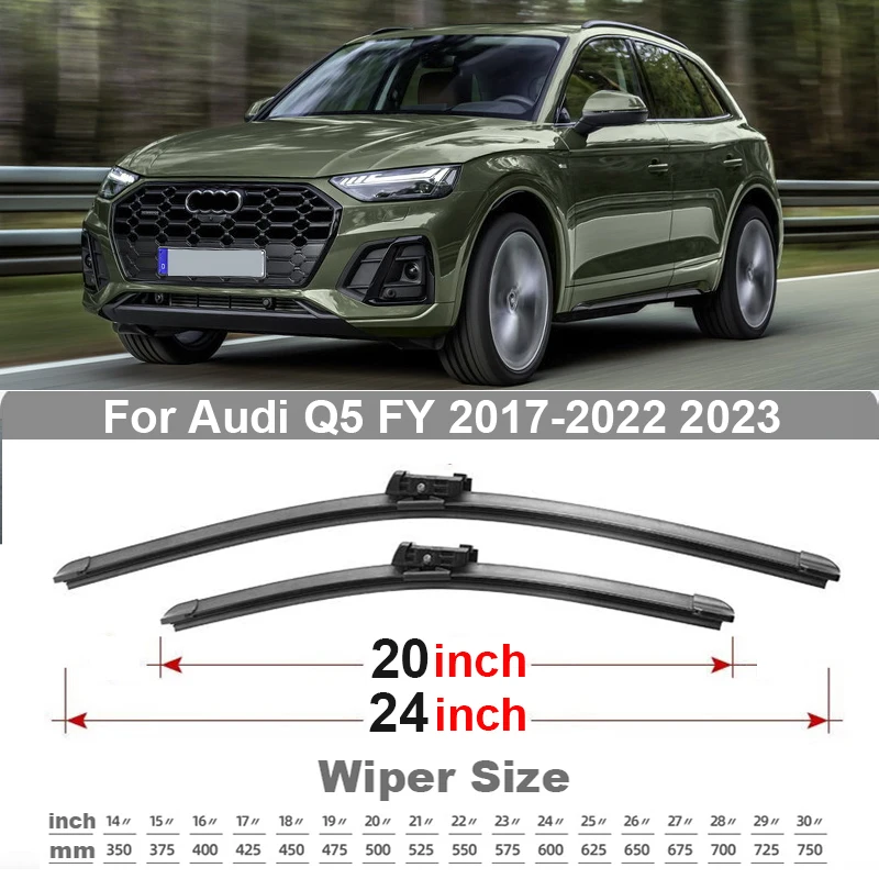 TONLINKER Car Wiper Blades For Audi Q5 FY SUV 2017-2020 2021 2022 2023 Car Accessories Front Rear Windscreen Wiper Blade Brushes