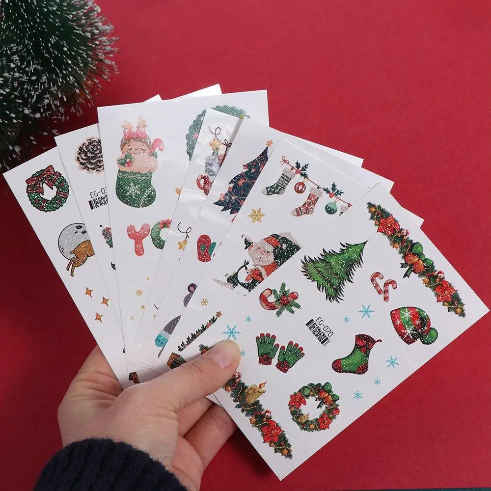 Snowman Waterproof Temporary Tattoo Sticker Long Lasting Cartoon Festival Tattoo Disposable Cute Christmas Stickers Child