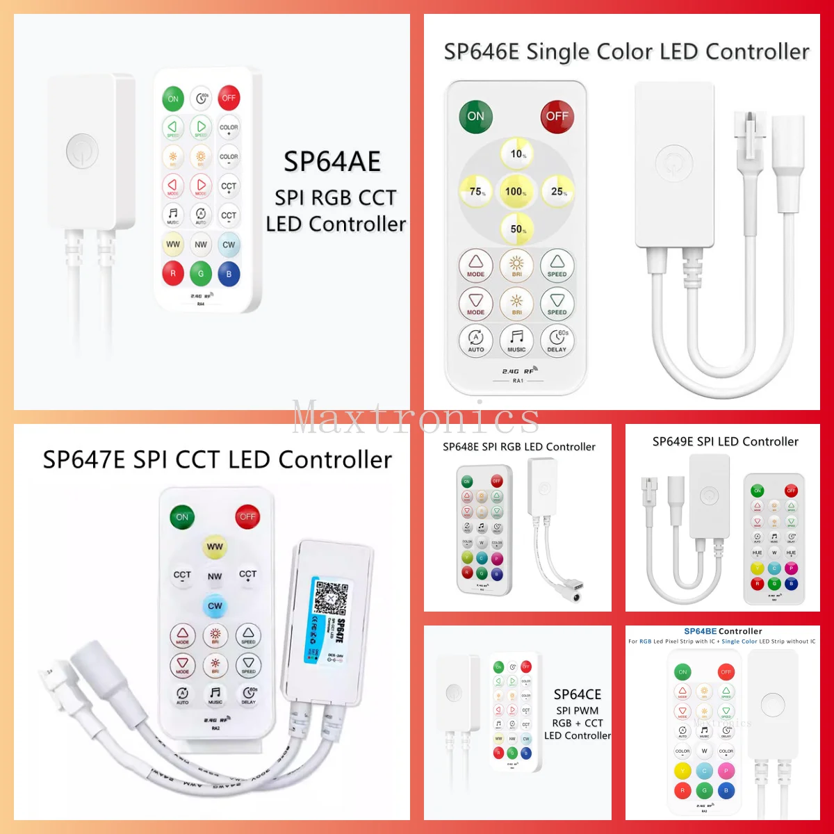 

SP641E SP642E SP643E SP644E SP645E 2,4G RF Дистанционный светодиодный контроллер DC12V 24V PWM Bluetooth для DIM CCT RGB RGBW RGBCCT Светодиодная лента