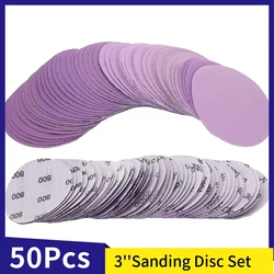 50Pieces,75mm Sandpaper 3 Inch Sanding Discs Wet Dry Hook and Loop 800-10000 Grits for Automotive Metal Mirror Jewelry Polishing