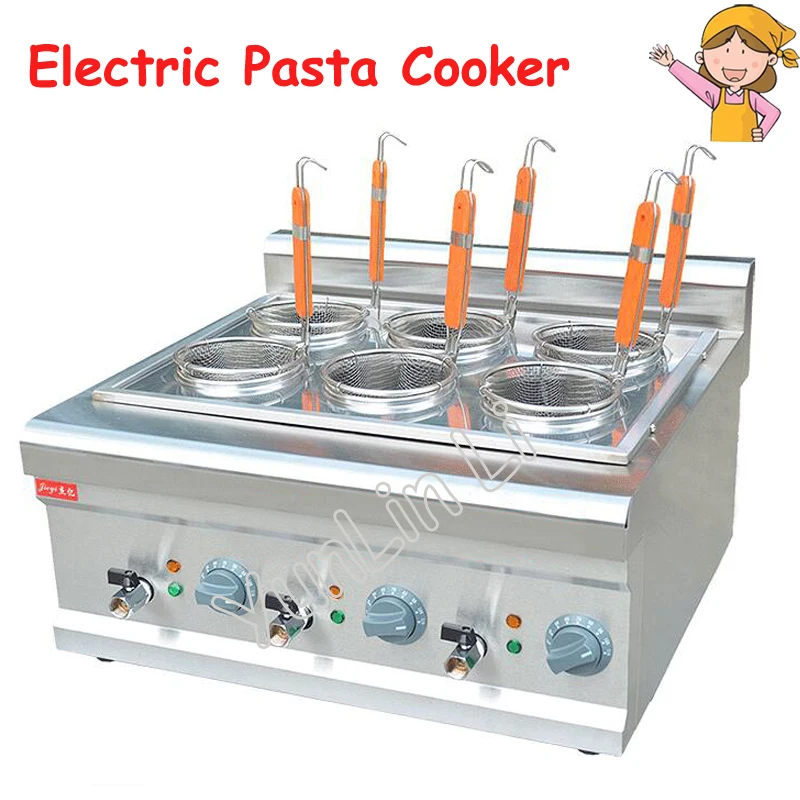 

Electric Pasta Cooker Commercial Counter Top Noodle Cooking Machine Stainless Steel With 6 Mesh Sieve Noodle Cooker