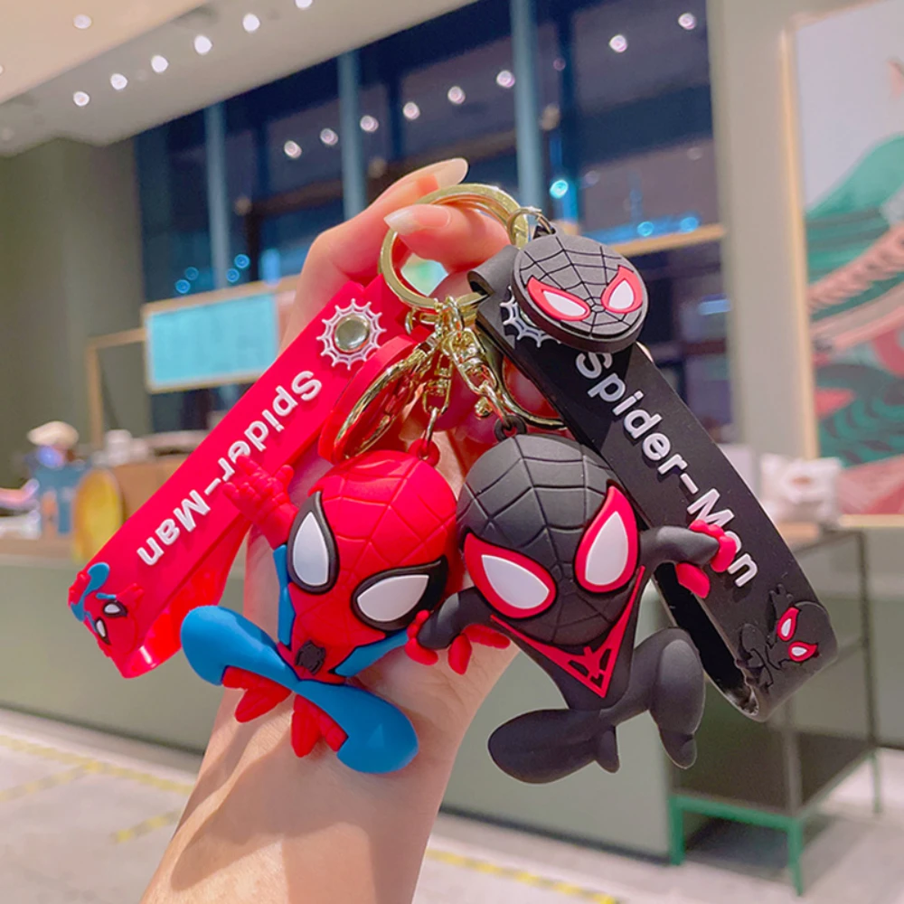 Disney Marvel Spider-Man Keychain Cartoon Comics Avengers Series Key Ring Pendant Ornaments Jewelry Gifts for Friends