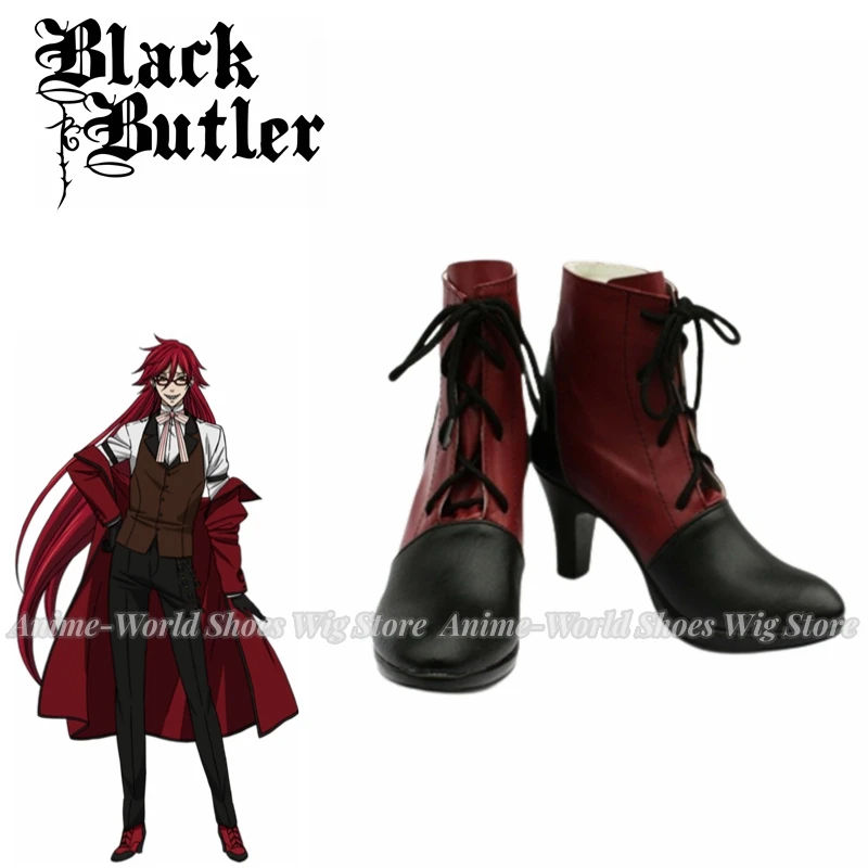 Anime Black Butler Kuroshitsuji Grell Sutcliff Cosplay Shoes Boots Custom Made