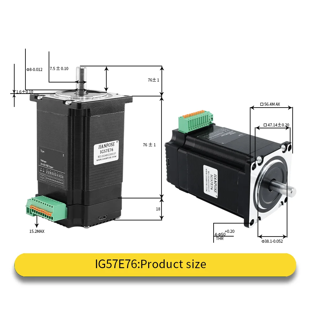 2.8A 1.89N.M IG57E76 NEMA17 Integrated closed-loop stepper drive Industrial automation, medical technology, robotics technology