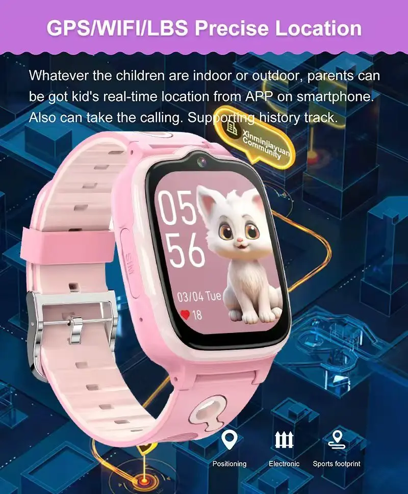 2025 جديد 4G ساعة ذكية للأطفال GPS WIFI مكالمة فيديو SOS APP تحميل الطفل Smartwatch شاشة الكاميرا المقتفي موقع الطفل هدية