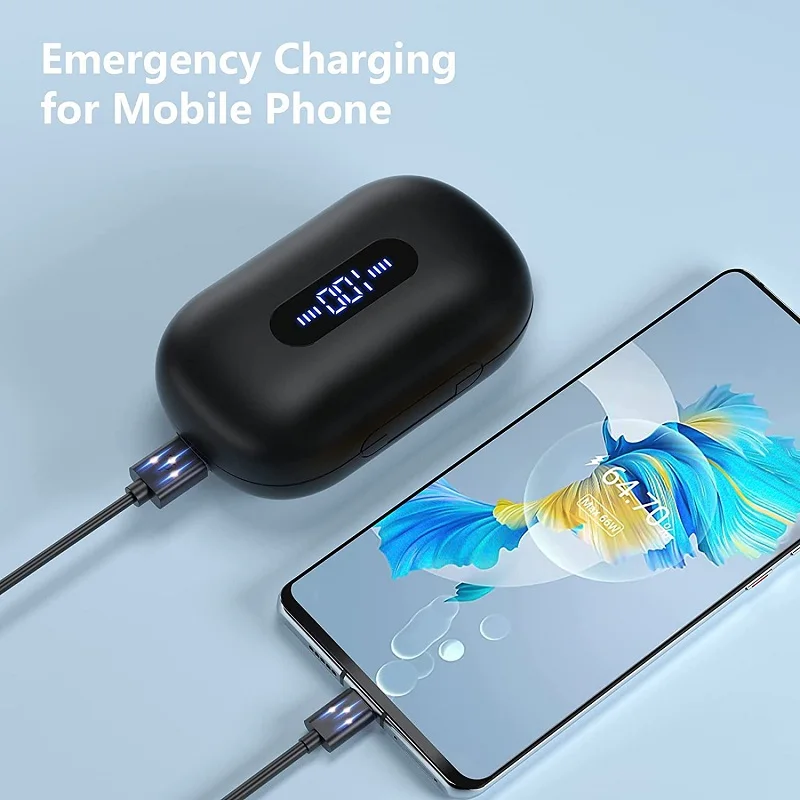 Tws fones de ouvido sem fio bluetooth 5.0 fones esporte estéreo fone de ouvido para o telefone com 4 microfones chamada clara power bank 1200mah