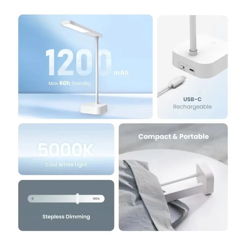 Yeelight Rechargeable Desk Lamp Book Lamp Sleep Assist Light Cool White Light Eye Protection 360° Twistable USB-C Charging view 2