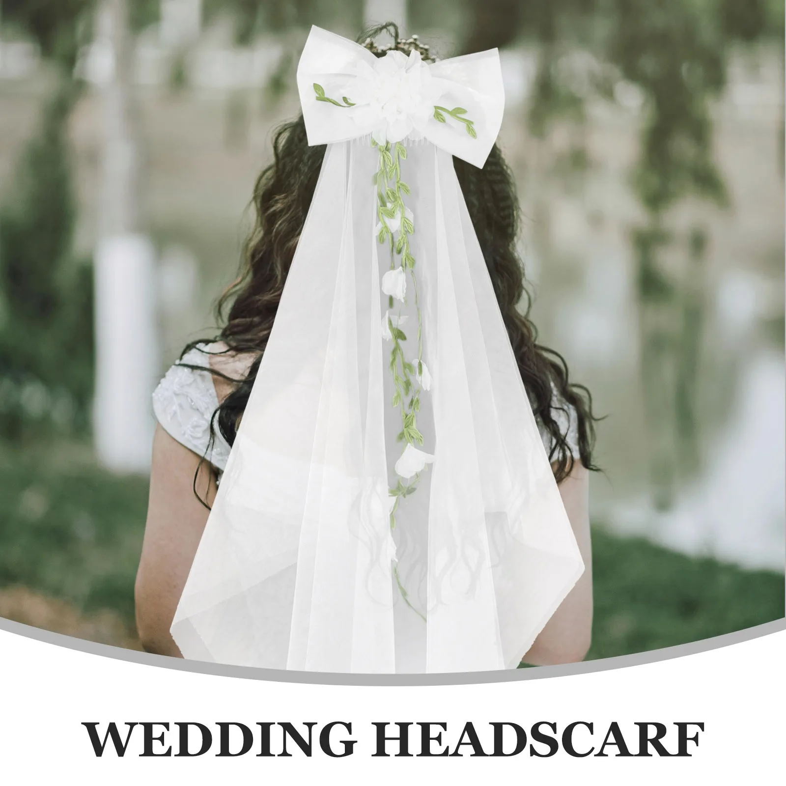 

White Bridal Veil with Large Bow Decorative Wedding Veil for Women Lightweight Bride Hair Accessory for Special Occasions