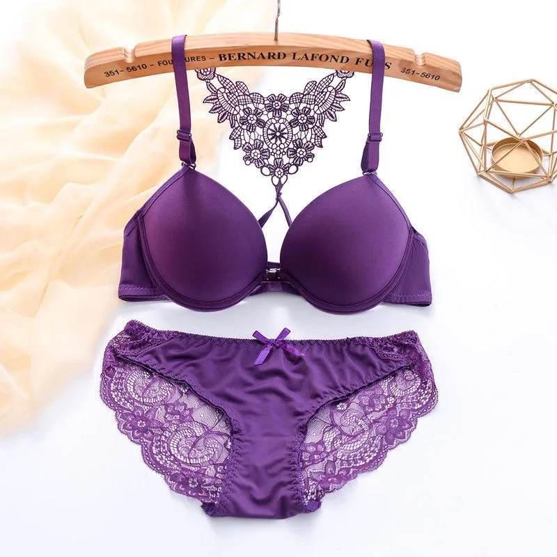 Women Bra 2pcs Suit  Front Buckle 2026 New Arrival Hot Latest Production and Sales Pull Gathering Lace Underwear and Panty Set