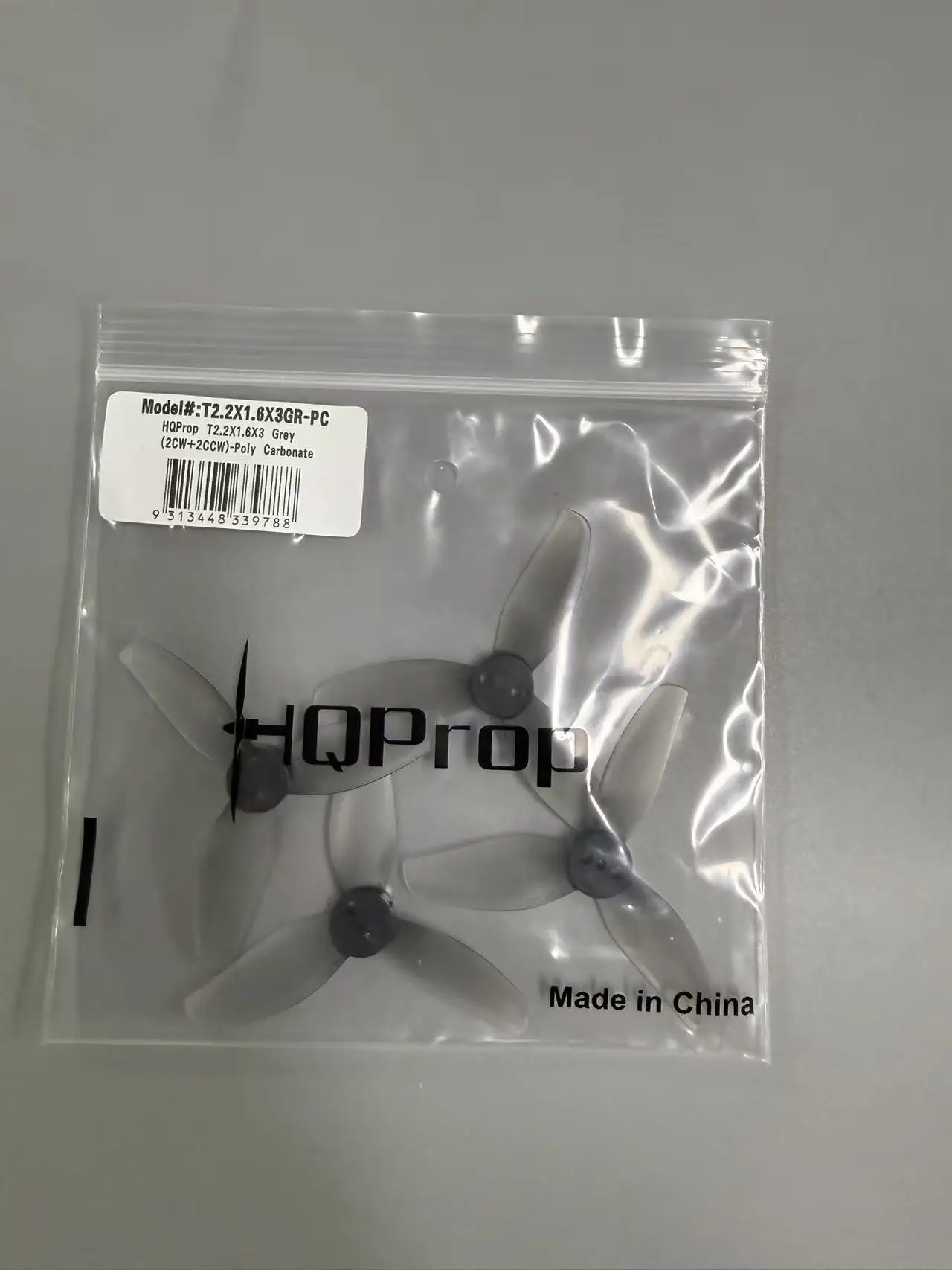 HQProp T2.2X1.6X3 Grey 3-Blade Poly Carbonate Propeller for RC FPV Racing Drone 2.2 Inch Quadcopter with 2CW+2CCW Rotation