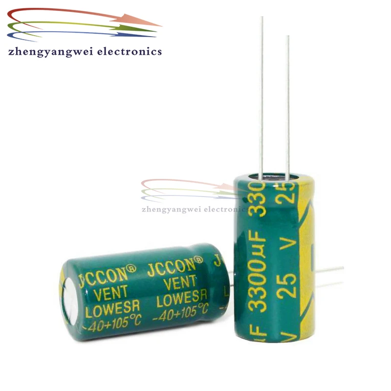 

100pcs 13x25mm 25v3300uf green High frequency low resistance Electrolytic Capacitor