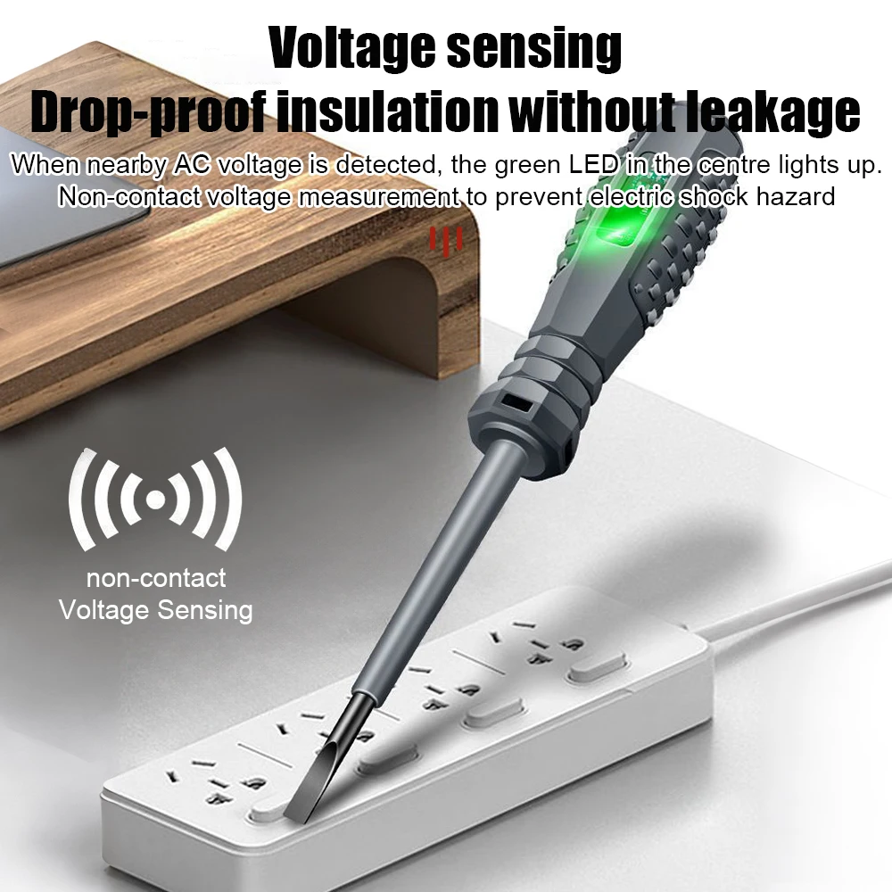 Lápiz probador de voltaje portátil, destornillador eléctrico, lápiz de prueba de luz Dual, Detector de potencia de inducción de línea cero,