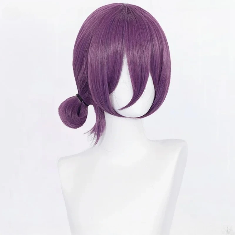 أنيمي Reze شعر مستعار تأثيري 45 سنتيمتر شعر مستعار الأرجواني مع المختنق تأثيري حلي النساء Reze الباروكات مقاومة للحرارة الاصطناعية خصلات الشعر المستعار