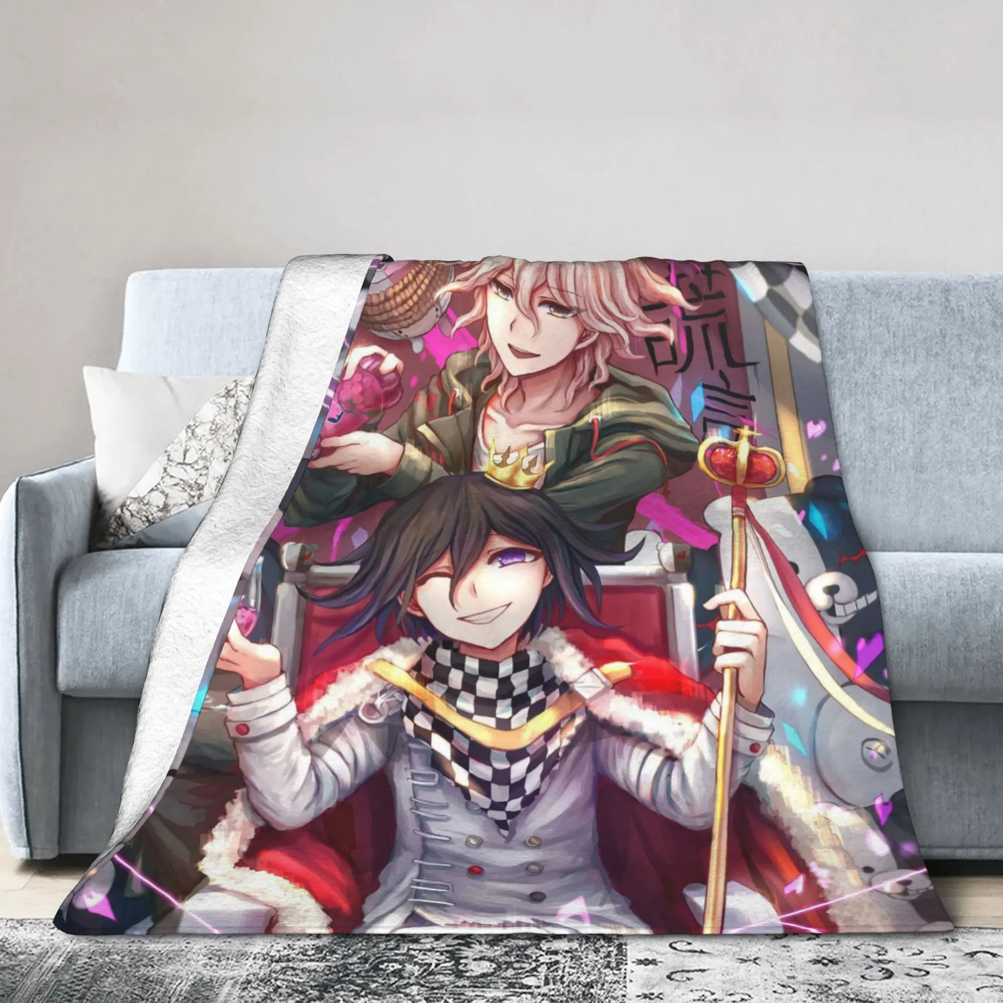 Komaeda Nagito Naegi Makoto Blankets Danganronpa Amine Wool Throw Blankets Bedroom Sofa Portable Soft Warm Bedsprea,