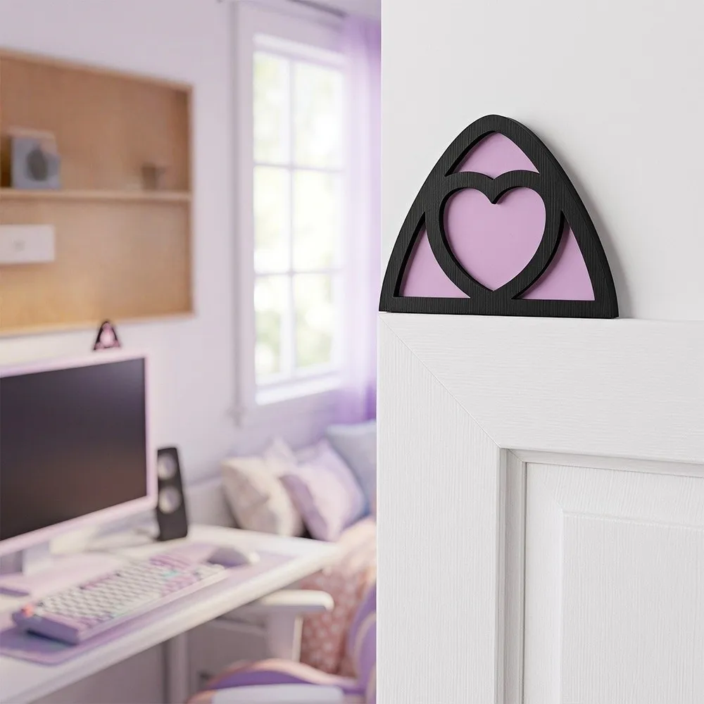 Creative Cat Ear Right Angle Ornament Heart Star Door Corner Sign Wooden Bow Home Decoration Switch