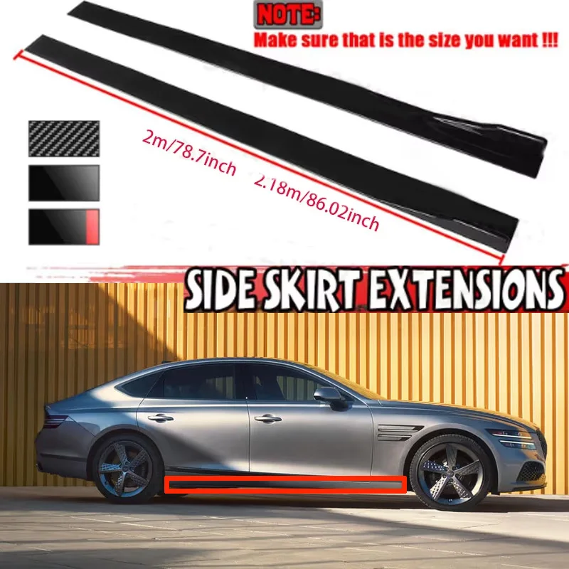 

FOR GENESIS G80 2M Car Side Skirt Extension Plate Lip Separator Bumper 2.18M Racing Side Spoiler