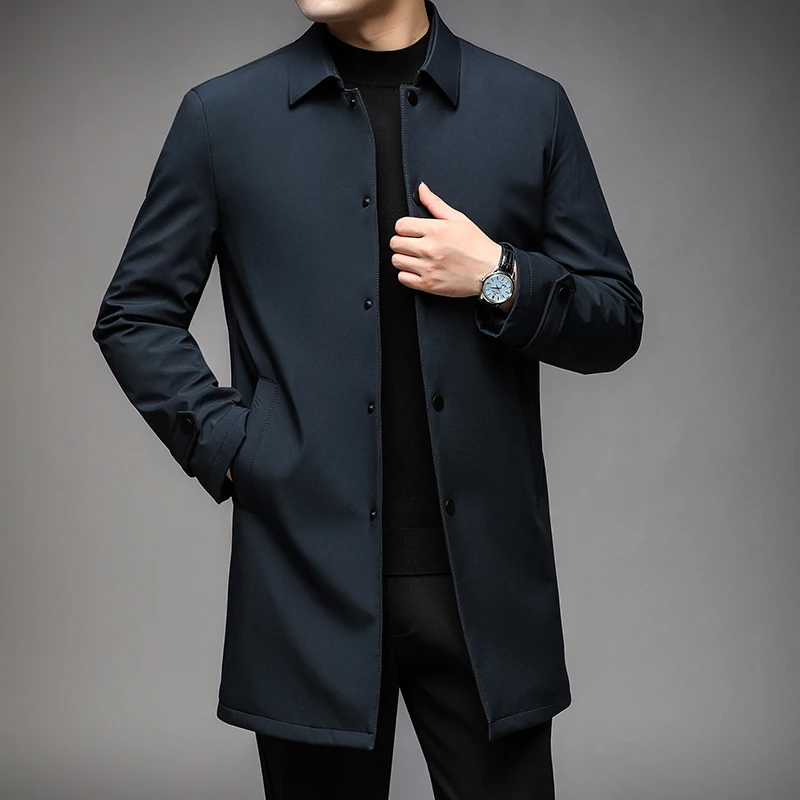 2026 autumn men's high-quality Business Trench Coat single breasted trench coat men long Casual Windbreakers Good Quality jacket