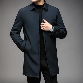 Men's Long Business Trench Coat 2 2026 autumn men's high-quality Business Trench Coat single breasted trench coat men long Casual Windbreakers Good Quality jacket 2