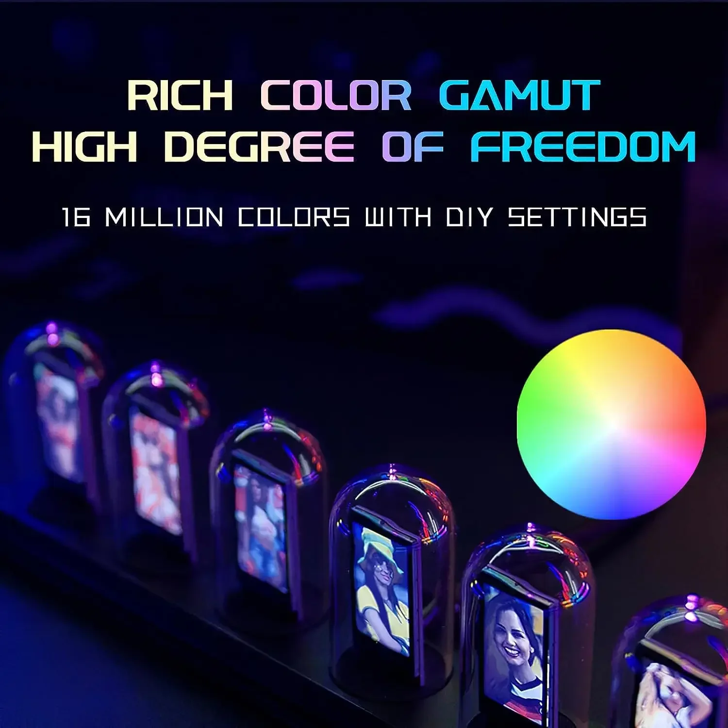 RGB Glow Tube Clock Atmosphere DIY LED Electronic Nightlights Silent Table lamp Digital Watch Home Desktop Game Room Decoration