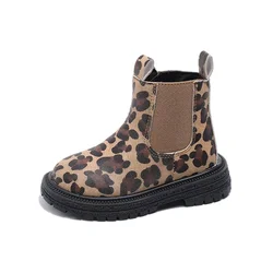 Kids Boots Leopard Prints Classic Little Boys Ankle Boots Side Zipper Fashion Classic Unisex Girls Rubber Boots Breathable Warm