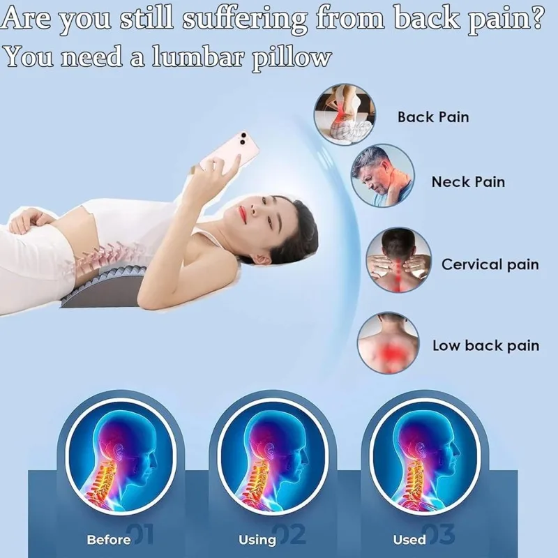Lenden- und Rückenstrecker (31 × 24,5 × 9,5 cm) – Orthopädisches Gerät zur Wirbelsäulenausrichtung & tragbares Rückenschmerz-Massagegerät; Ein Heimtherapie-Hilfsmittel speziell für Ischias, Skoliose