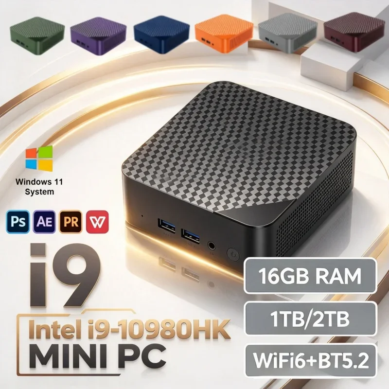 2026 Top Intel I9 10980HK Snappy Pocket Mini PC 16GB RAM 1/2TB SSD WiFi6 BT5.2 Win11 4K Gaming Desktop